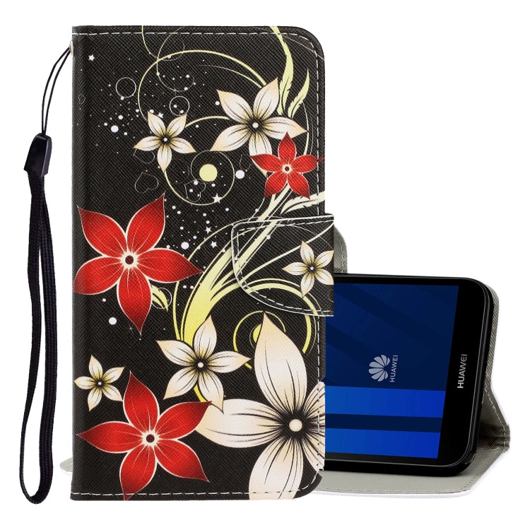 3D Colored Drawing Horizontal Flip PU Leather Case with Holder & Card Slots & Wallet, For Huawei Y5 2018
