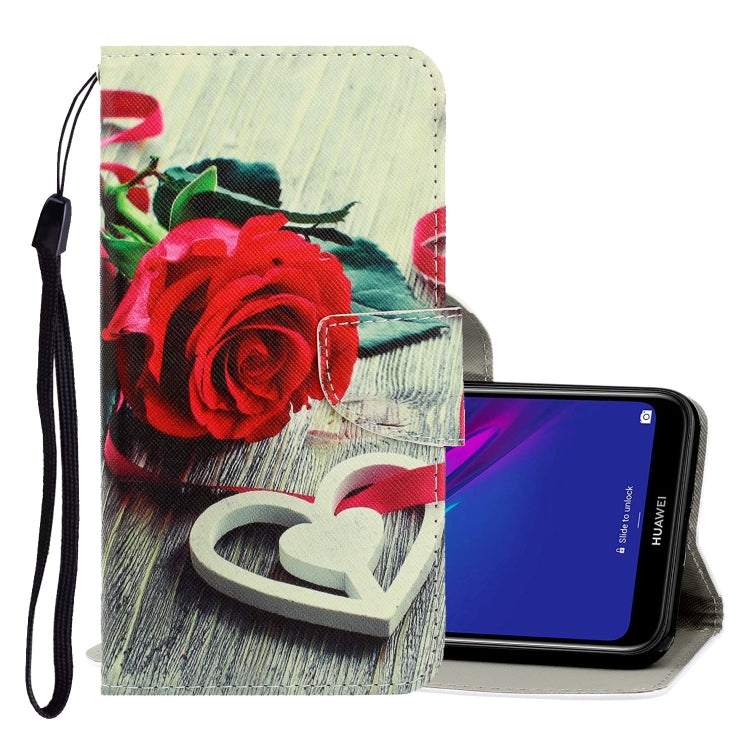 3D Colored Drawing Horizontal Flip PU Leather Case with Holder & Card Slots & Wallet, For Huawei Y5 2019