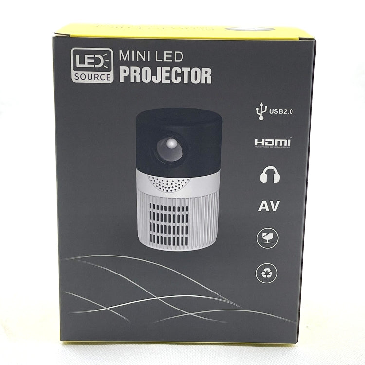 T400 100 inch Screen 3000 Lumens LED Mini Projector, Plug Type:US Plug(Black White)