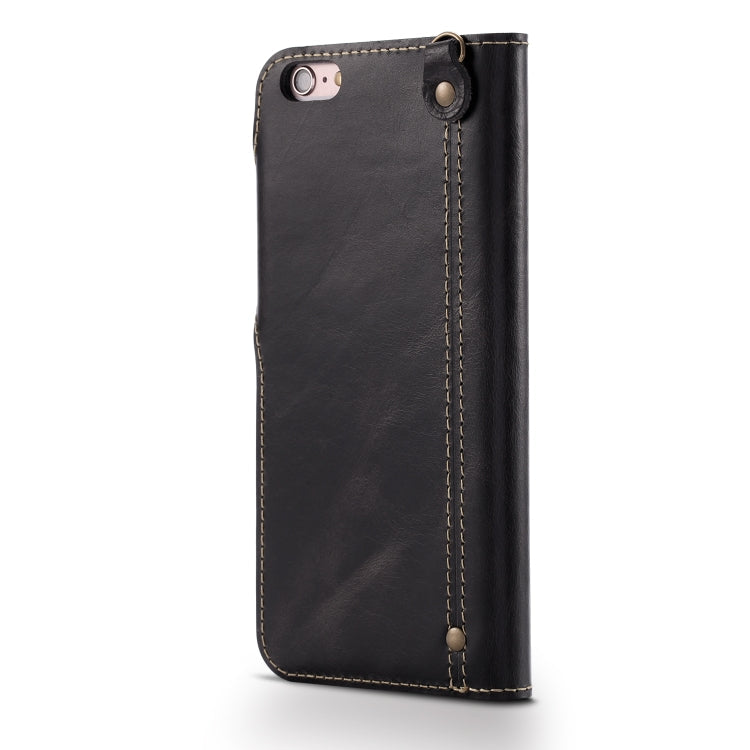 Denior Oil Wax Cowhide Magnetic Button Horizontal Flip Leather Case with Card Slots & Wallet, For iPhone 6, For iPhone 6 Plus / 6s Plus, For iPhone 7 / 8, For iPhone 7 Plus / 8 Plus, For iPhone X / XS, For Galaxy S8