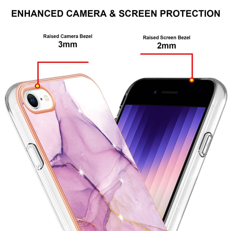 Electroplating Marble Pattern Dual-side IMD TPU Shockproof Phone Case, For iPhone SE 2022 / SE 2020 / 8 / 7