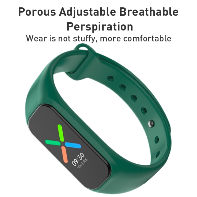 For OPPO Band Vitality Edition Waterproof Sweatproof Solid Color Watch Band(Dark Green)