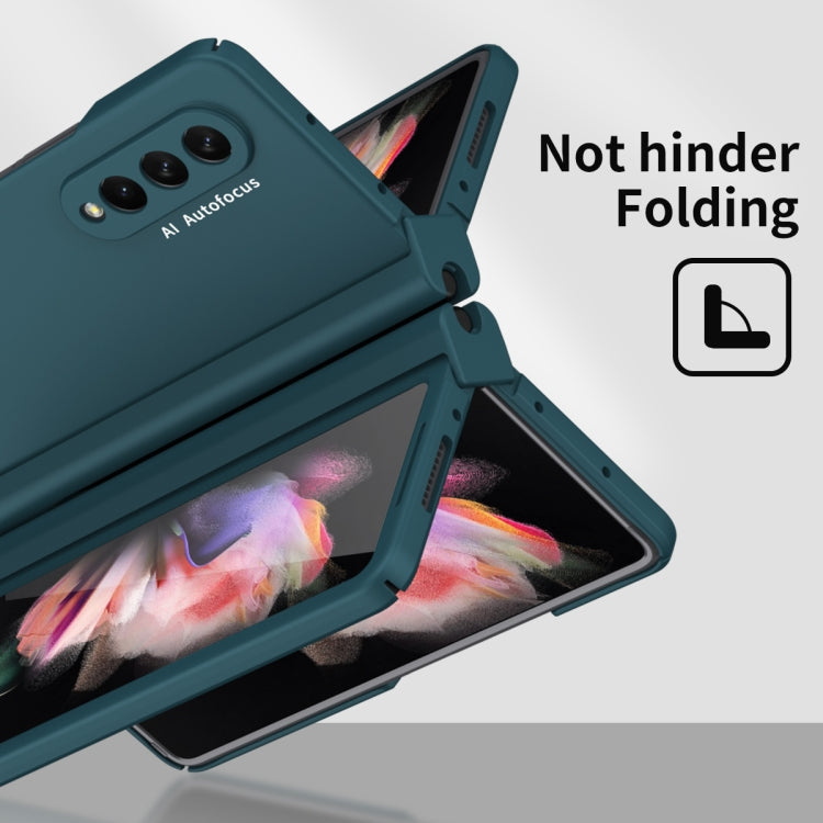 Macaron Hinge Phone Case with Stylus Pen Fold Edition & Protective Film, For Samsung Galaxy Z Fold3 5G