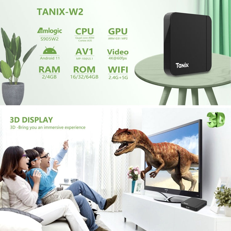 Tanix W2 Amlogic S905 Quad Core Smart TV Set Top Box, RAM:2G+16G With Dual Wifi/BT(EU Plug)