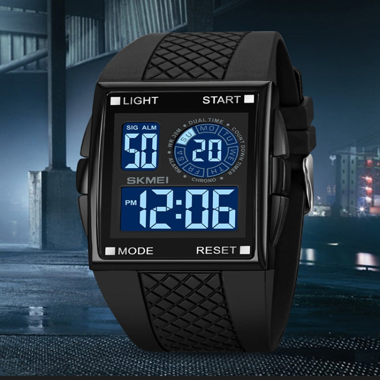 SKMEI 1967 Stainless Steel Buckle PU Strap Waterproof Electronic Watch