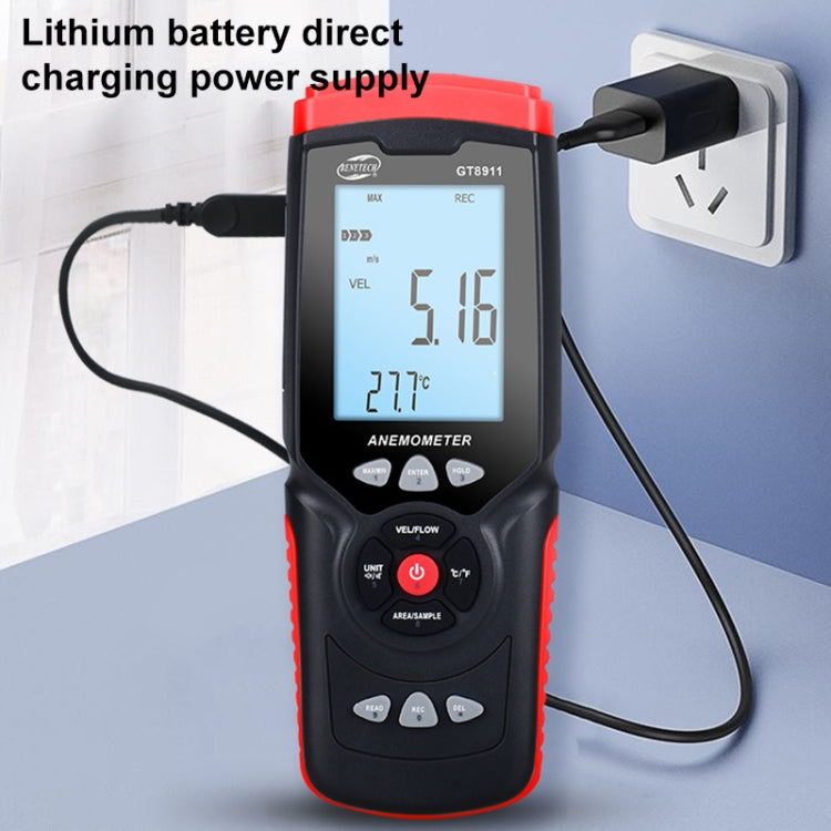 BENETECH GT8911 Handheld Digital LCD Hot Wire Anemometer, GT8911 Hot Wire Anemometer