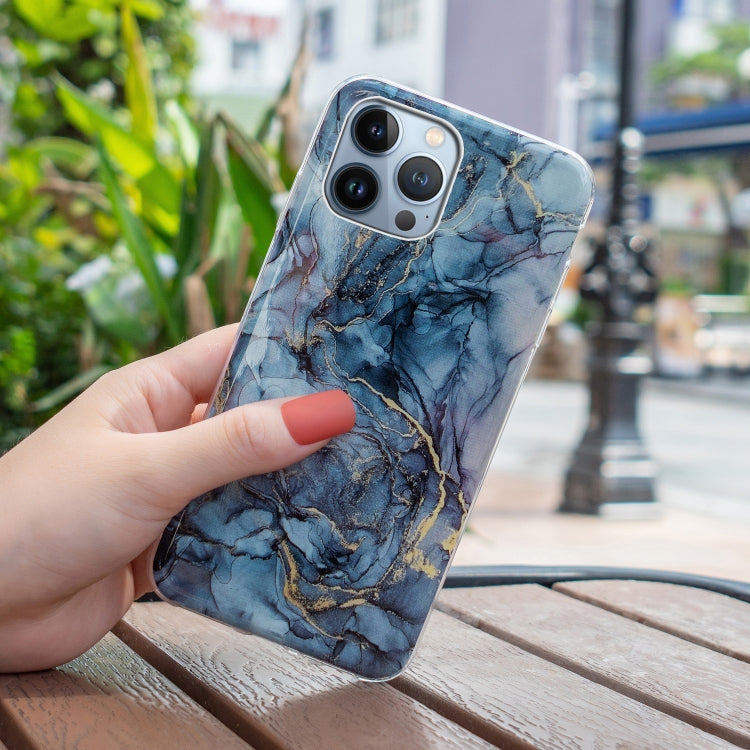 For iPhone 13 Pro Max IMD Marble Pattern TPU Phone Case (Grey)
