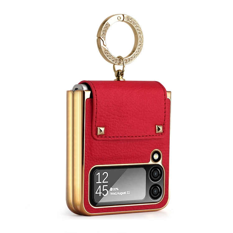 Colorful Leather + PC Phone Case with Ring, For Samsung Galaxy Z Flip4 5G