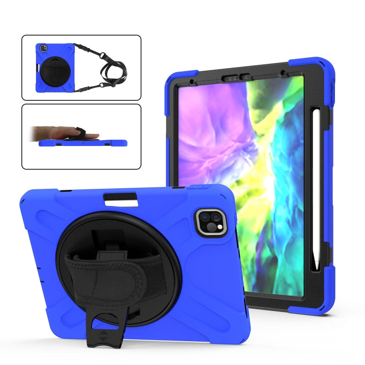 For iPad Pro 11 (2020) 360 Degree Rotation Silicone Protective Cover with Holder & Hand Strap & Long Strap & Pencil Slot, For iPad Air 2025 / 10.9 / Pro 11 2021 / 2020 / 2018