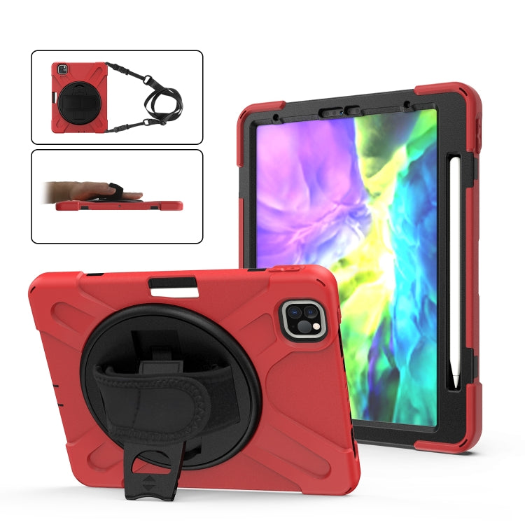 For iPad Pro 11 (2020) 360 Degree Rotation Silicone Protective Cover with Holder & Hand Strap & Long Strap & Pencil Slot, For iPad Air 2025 / 10.9 / Pro 11 2021 / 2020 / 2018