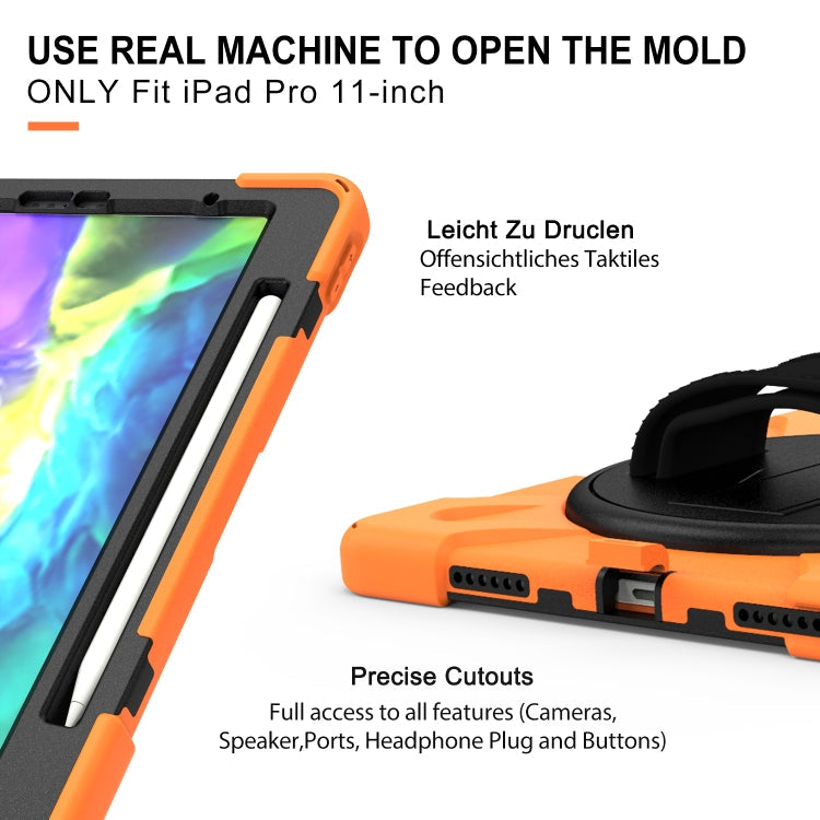 For iPad Pro 11 (2020) 360 Degree Rotation Silicone Protective Cover with Holder & Hand Strap & Long Strap & Pencil Slot, For iPad Air 2025 / 10.9 / Pro 11 2021 / 2020 / 2018