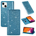 Ultrathin Glitter Magnetic Horizontal Flip Leather Case with Holder & Card Slots, For iPhone 14, For iPhone 14 Max, For iPhone 14 Pro, For iPhone 14 Pro Max