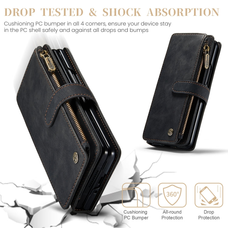 CaseMe C30 Multifunctional Card Slots Zipper Phone Leather Phone Case, For Samsung Galaxy Z Fold6 5G, For Samsung Galaxy Z Fold5, For Samsung Galaxy Z Fold4 5G