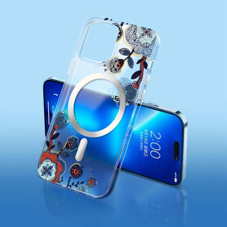 Flower Frosted MagSafe Phone Case, For iPhone 14 Pro Max