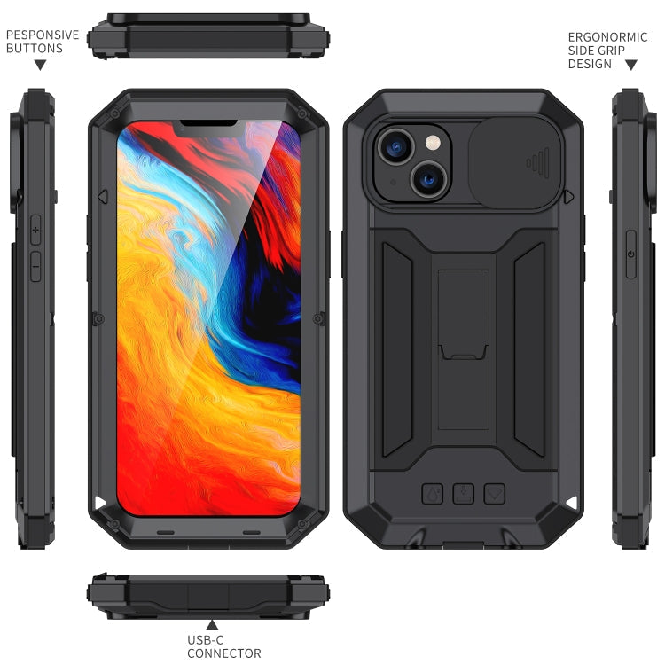 For iPhone 14 R-JUST Shockproof Life Waterproof Dust-proof Case (Black)