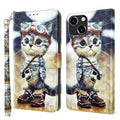 3D Painted Leather Phone Case, For iPhone 14, For iPhone 14 Plus, For iPhone 14 Pro