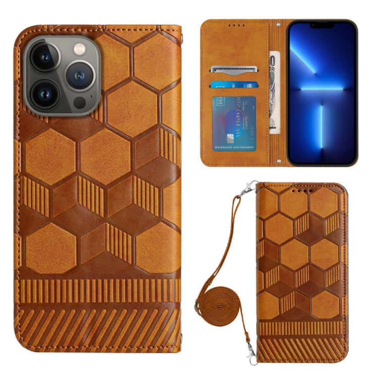 Crossbody Football Texture Magnetic PU Phone Case, For iPhone 13 Mini, For iPhone 13 Pro, For iPhone 13 Pro Max, For iPhone 14