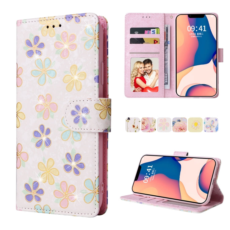 Bronzing Painting RFID Leather Case, For iPhone 14, For iPhone 14 Plus, For iPhone 14 Pro, For iPhone 14 Pro Max