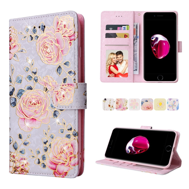 Bronzing Painting RFID Leather Case, For iPhone X / XS, For iPhone 7 Plus / 8 Plus, For iPhone SE 2022 / SE 2020 / 7 / 8