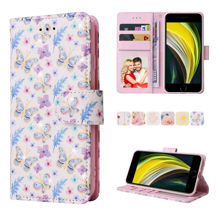 Bronzing Painting RFID Leather Case, For iPhone X / XS, For iPhone 7 Plus / 8 Plus, For iPhone SE 2022 / SE 2020 / 7 / 8