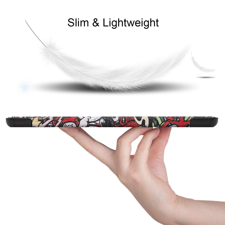 Colored Drawing Horizontal Flip Leather Case, with Three-folding Holder, For Galaxy Tab S6 Lite P610 10.4 inch