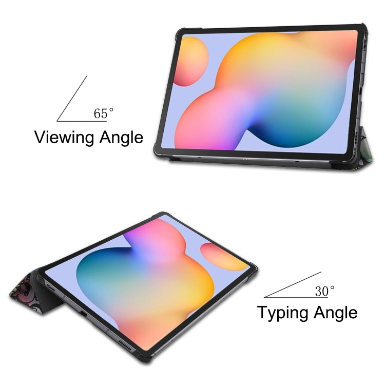Colored Drawing Horizontal Flip Leather Case, with Three-folding Holder, For Galaxy Tab S6 Lite P610 10.4 inch