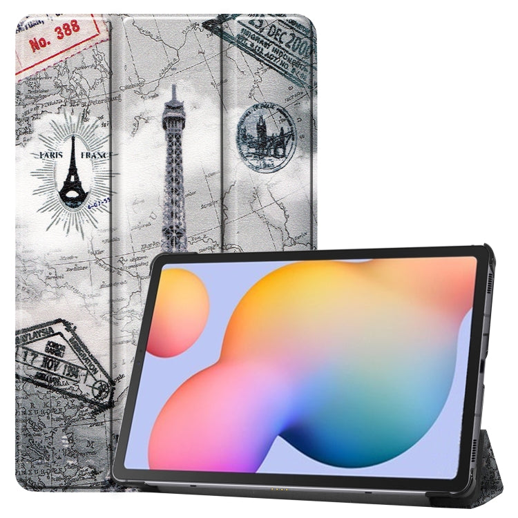 Colored Drawing Horizontal Flip Leather Case, with Three-folding Holder, For Galaxy Tab S6 Lite P610 10.4 inch