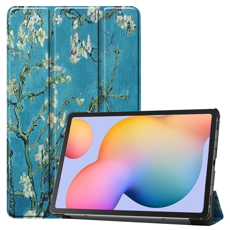 Colored Drawing Horizontal Flip Leather Case, with Three-folding Holder, For Galaxy Tab S6 Lite P610 10.4 inch