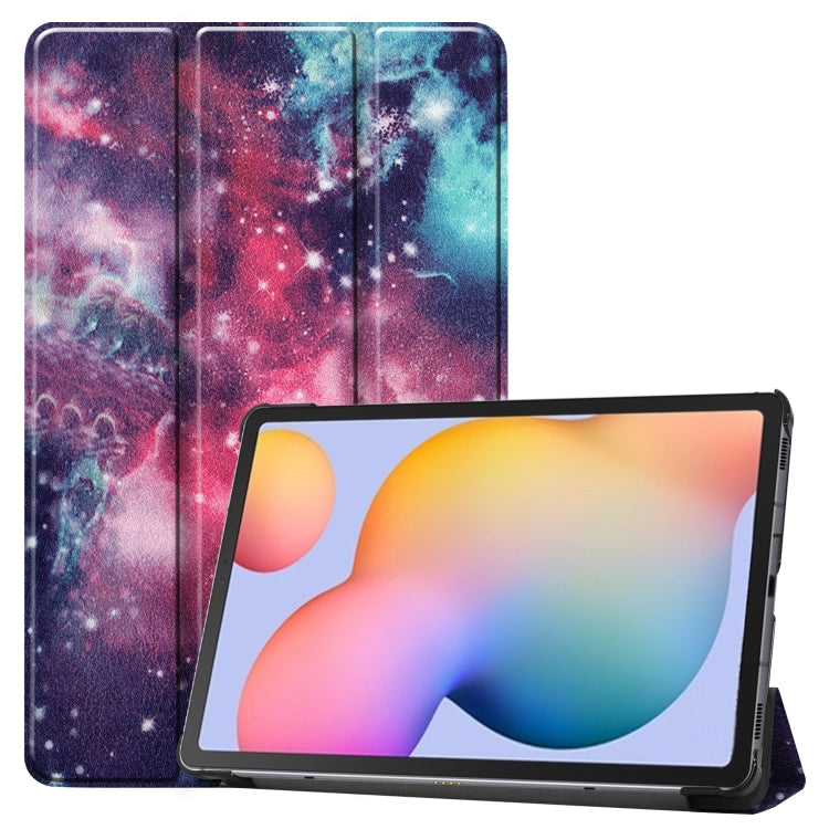 Colored Drawing Horizontal Flip Leather Case, with Three-folding Holder, For Galaxy Tab S6 Lite P610 10.4 inch