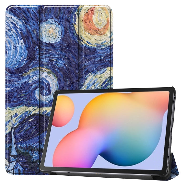 Colored Drawing Horizontal Flip Leather Case, with Three-folding Holder, For Galaxy Tab S6 Lite P610 10.4 inch