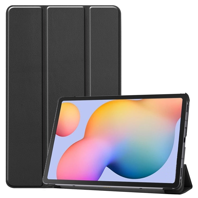 Custer Pattern Pure Color Horizontal Flip Leather Case with Three-folding Holder, For Galaxy Tab S6 Lite 10.4 inch, For Lenovo M10 Plus TB-X606F