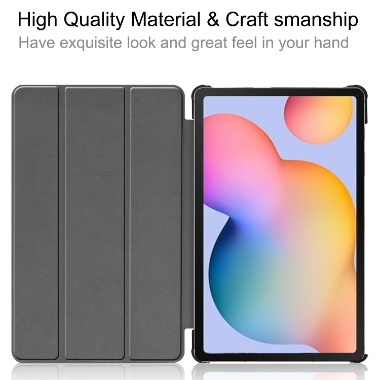 Custer Pattern Pure Color Horizontal Flip Leather Case with Three-folding Holder, For Galaxy Tab S6 Lite 10.4 inch, For Lenovo M10 Plus TB-X606F