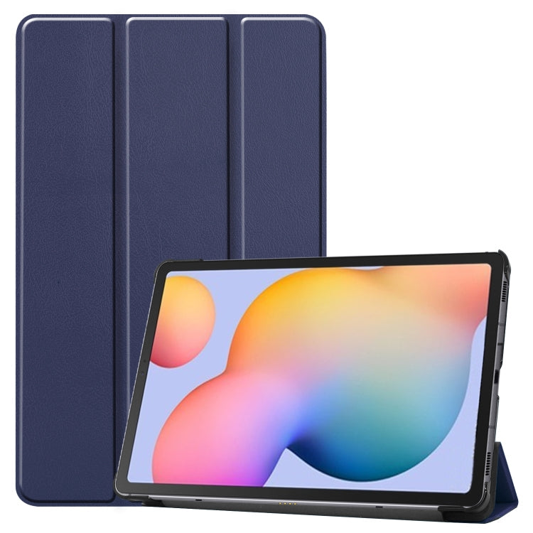 Custer Pattern Pure Color Horizontal Flip Leather Case with Three-folding Holder, For Galaxy Tab S6 Lite 10.4 inch, For Lenovo M10 Plus TB-X606F