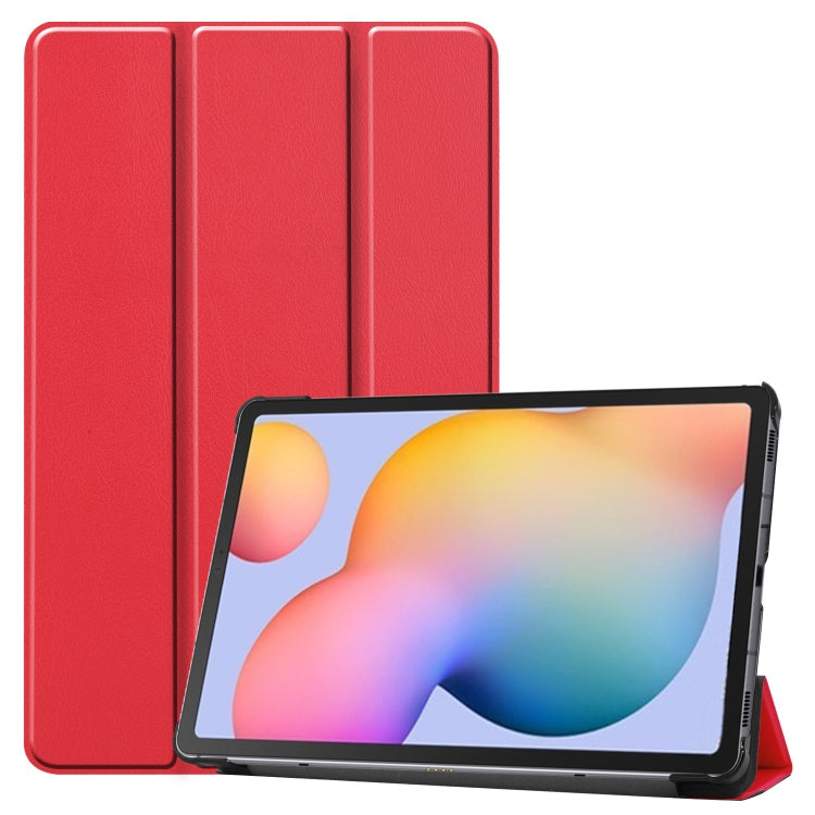 Custer Pattern Pure Color Horizontal Flip Leather Case with Three-folding Holder, For Galaxy Tab S6 Lite 10.4 inch, For Lenovo M10 Plus TB-X606F