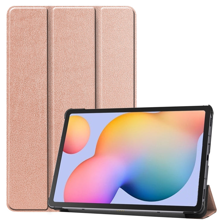Custer Pattern Pure Color Horizontal Flip Leather Case with Three-folding Holder, For Galaxy Tab S6 Lite 10.4 inch, For Lenovo M10 Plus TB-X606F