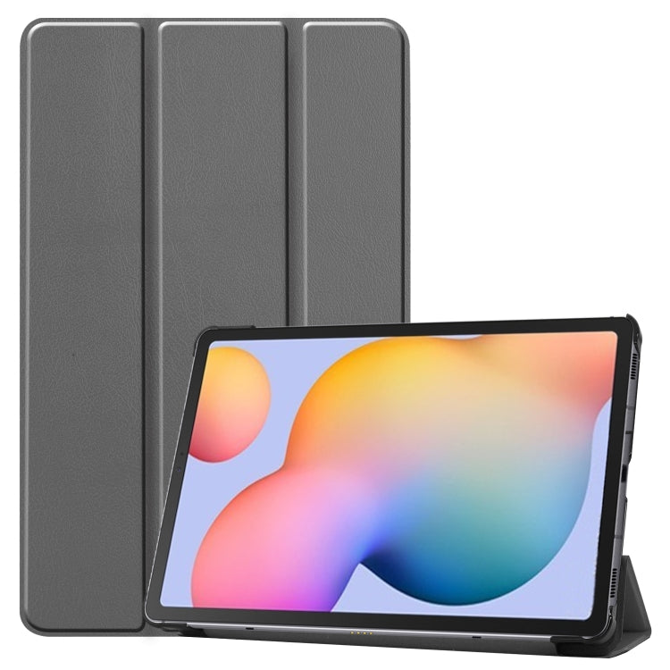 Custer Pattern Pure Color Horizontal Flip Leather Case with Three-folding Holder, For Galaxy Tab S6 Lite 10.4 inch, For Lenovo M10 Plus TB-X606F