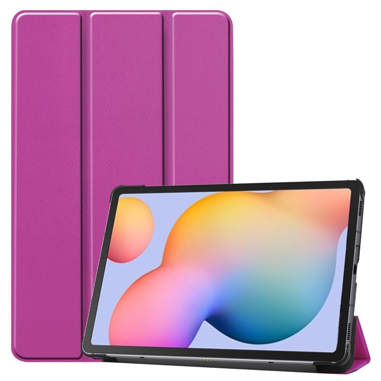 Custer Pattern Pure Color Horizontal Flip Leather Case with Three-folding Holder, For Galaxy Tab S6 Lite 10.4 inch, For Lenovo M10 Plus TB-X606F