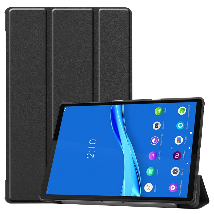 Custer Pattern Pure Color Horizontal Flip Leather Case with Three-folding Holder, For Galaxy Tab S6 Lite 10.4 inch, For Lenovo M10 Plus TB-X606F