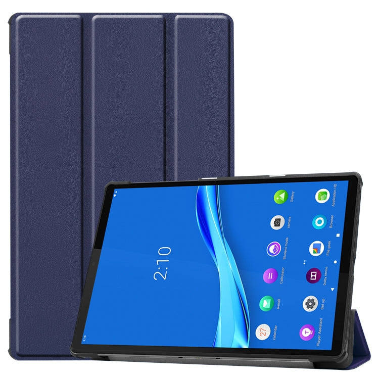 Custer Pattern Pure Color Horizontal Flip Leather Case with Three-folding Holder, For Galaxy Tab S6 Lite 10.4 inch, For Lenovo M10 Plus TB-X606F