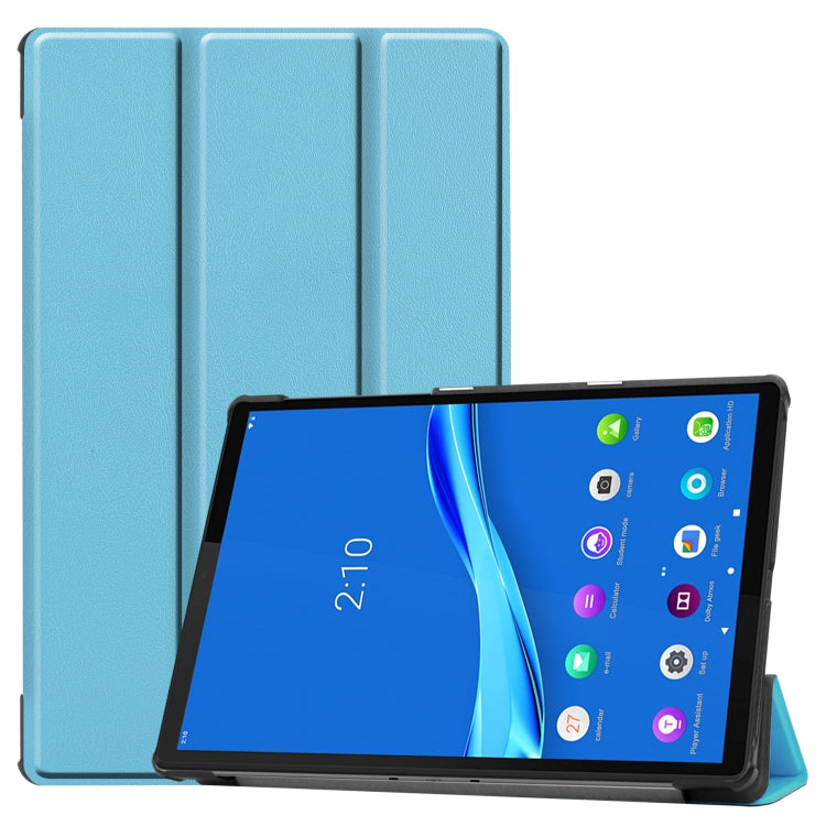 Custer Pattern Pure Color Horizontal Flip Leather Case with Three-folding Holder, For Galaxy Tab S6 Lite 10.4 inch, For Lenovo M10 Plus TB-X606F