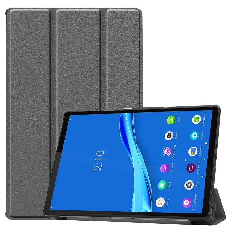 Custer Pattern Pure Color Horizontal Flip Leather Case with Three-folding Holder, For Galaxy Tab S6 Lite 10.4 inch, For Lenovo M10 Plus TB-X606F