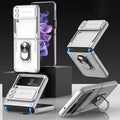 GKK Carbon Brazing Pattern Shockproof Armor PC Phone Case with Ring Holder, For Samsung Galaxy Z Flip4
