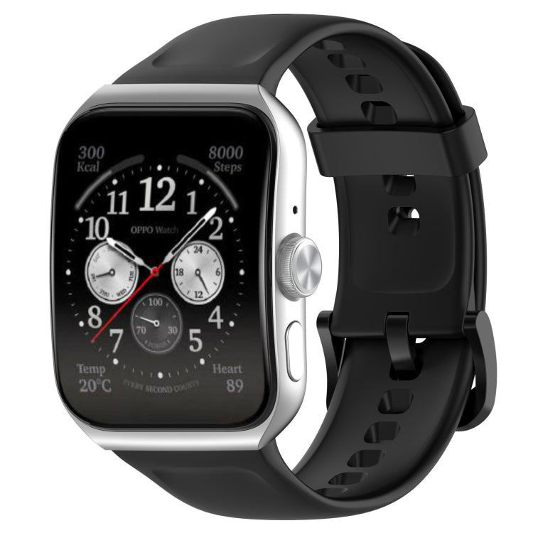 For OPPO Watch 3 Pro Solid Color Soft Silicone Watch Band(Black)