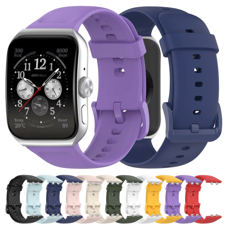 For OPPO Watch 3 Pro Solid Color Soft Silicone Watch Band(Black)