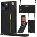 Cross-body Zipper Square Phone Case with Holder, For iPhone 14, For iPhone 14 Plus, For iPhone 14 Pro, For iPhone 14 Pro Max