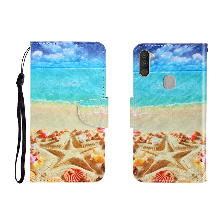 Colored Drawing Horizontal Flip Leather Case with Holder & Card Slot & Wallet, For Galaxy M11
