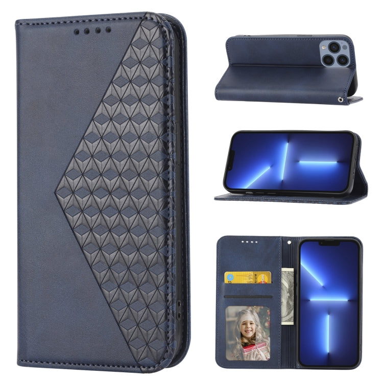 Cubic Grid Calf Texture Magnetic Closure Leather Phone Case, For iPhone 13 mini, For iPhone 13, For iPhone 13 Pro, For iPhone 13 Pro Max