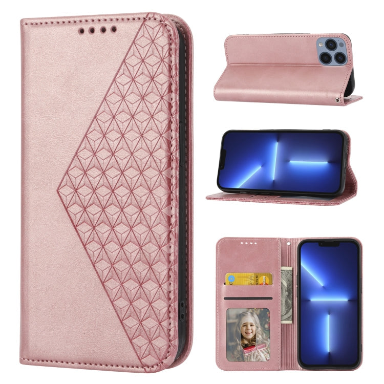 Cubic Grid Calf Texture Magnetic Closure Leather Phone Case, For iPhone 13 mini, For iPhone 13, For iPhone 13 Pro, For iPhone 13 Pro Max