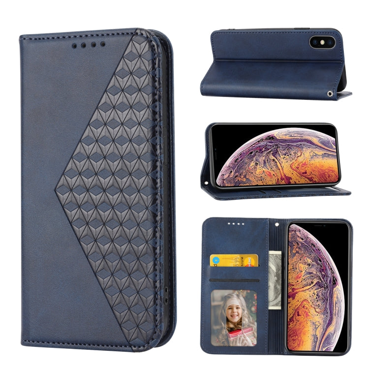 Cubic Grid Calf Texture Magnetic Closure Leather Phone Case, For iPhone 11 Pro, For iPhone 11 Pro Max, For iPhone X / XS, For iPhone XR