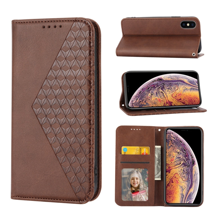 Cubic Grid Calf Texture Magnetic Closure Leather Phone Case, For iPhone XS Max, For iPhone SE 2022 / SE 2020 / 7 / 8, For iPhone 7 Plus / 8 Plus